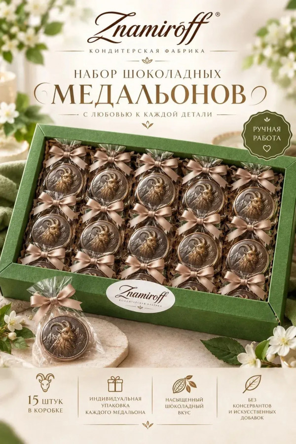 №1 Фигурный шоколад набор Медальоны Козлики(15шт по 40г) в Краснодаре