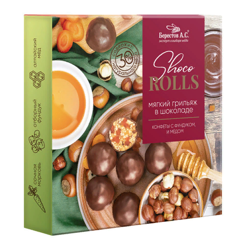  Берестов Shoco Rolls конфеты с фундуком, цукатами моркови  и медом 135г  в Краснодаре