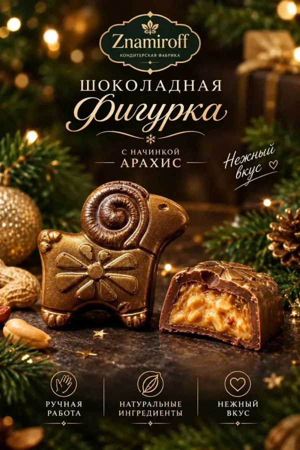 №1 Шоколад фигурный "Баран-таран" молочный шоколад с арахисовой начинкой (блок 5шт по 70г) в Краснодаре