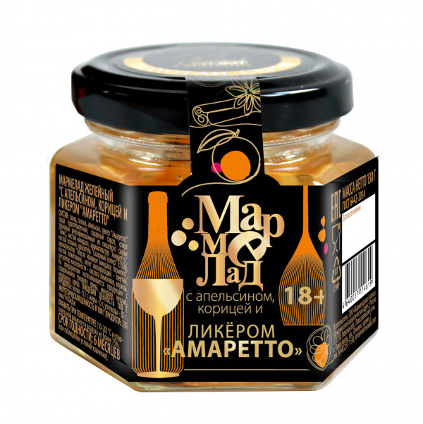 №2 Мармелад в банке "С апельсином, корицей и ликером "Амаретто" 130г (18+) в Краснодаре