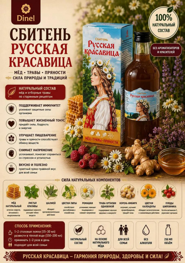 №3 Сбитень Русская красавица, 250мл в Краснодаре