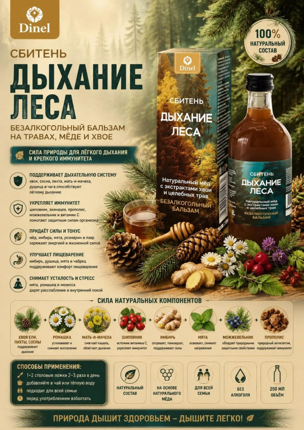 №3 Сбитень Дыхание леса, 250мл  в Краснодаре