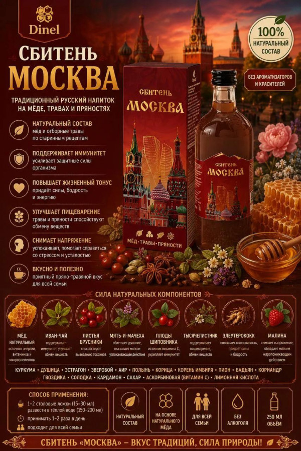 №3 Сбитень Москва, 250мл  в Краснодаре