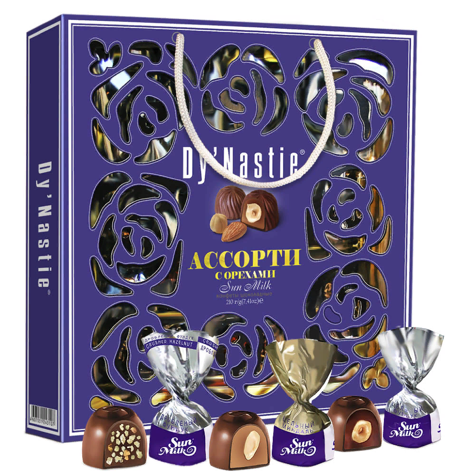  Династия Сумка Конфеты "Ассорти с орехами", 210г     в Краснодаре